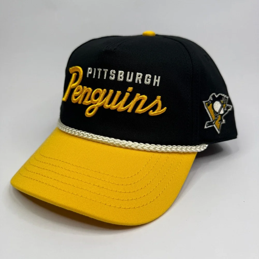 Pittsburgh Penguins American Needle Hat Mens OS Black Yellow Rope Snapback Cap